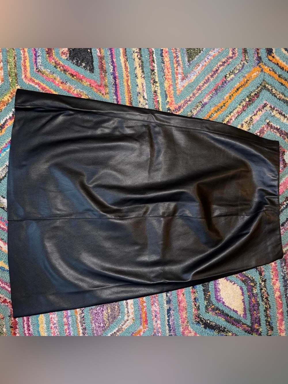Classic Black Faux Leather MIDI Skirt